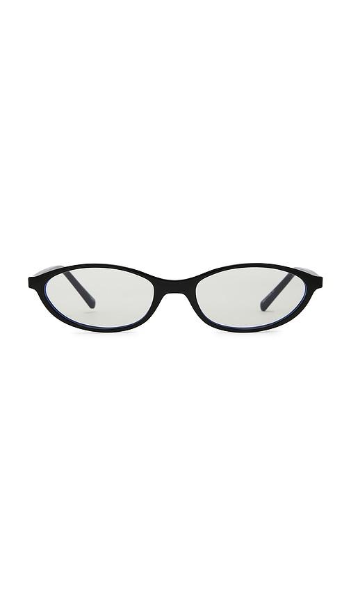 otra hazel blue light eyeglasses in black.