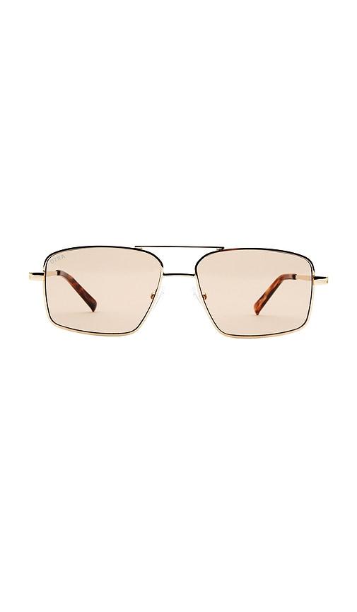 otra nash rectangular sunglasses in gold & lightbrown in brown.