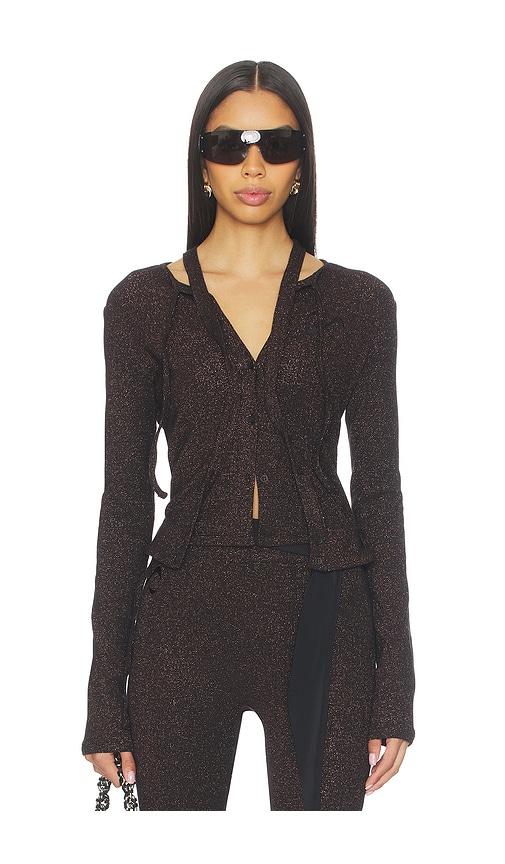 ottolinger double closure rib cardigan in black. - size m (also in s, xs)