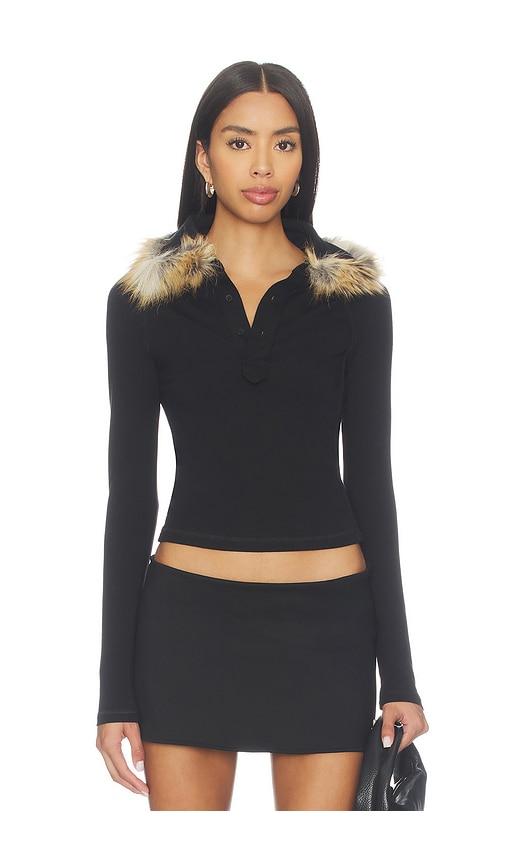 ottolinger furry fitted polo top in black. - size l (also in s, m)
