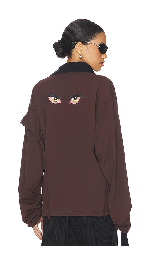 ottolinger polo long sleeve top in brown. - size m (also in s)