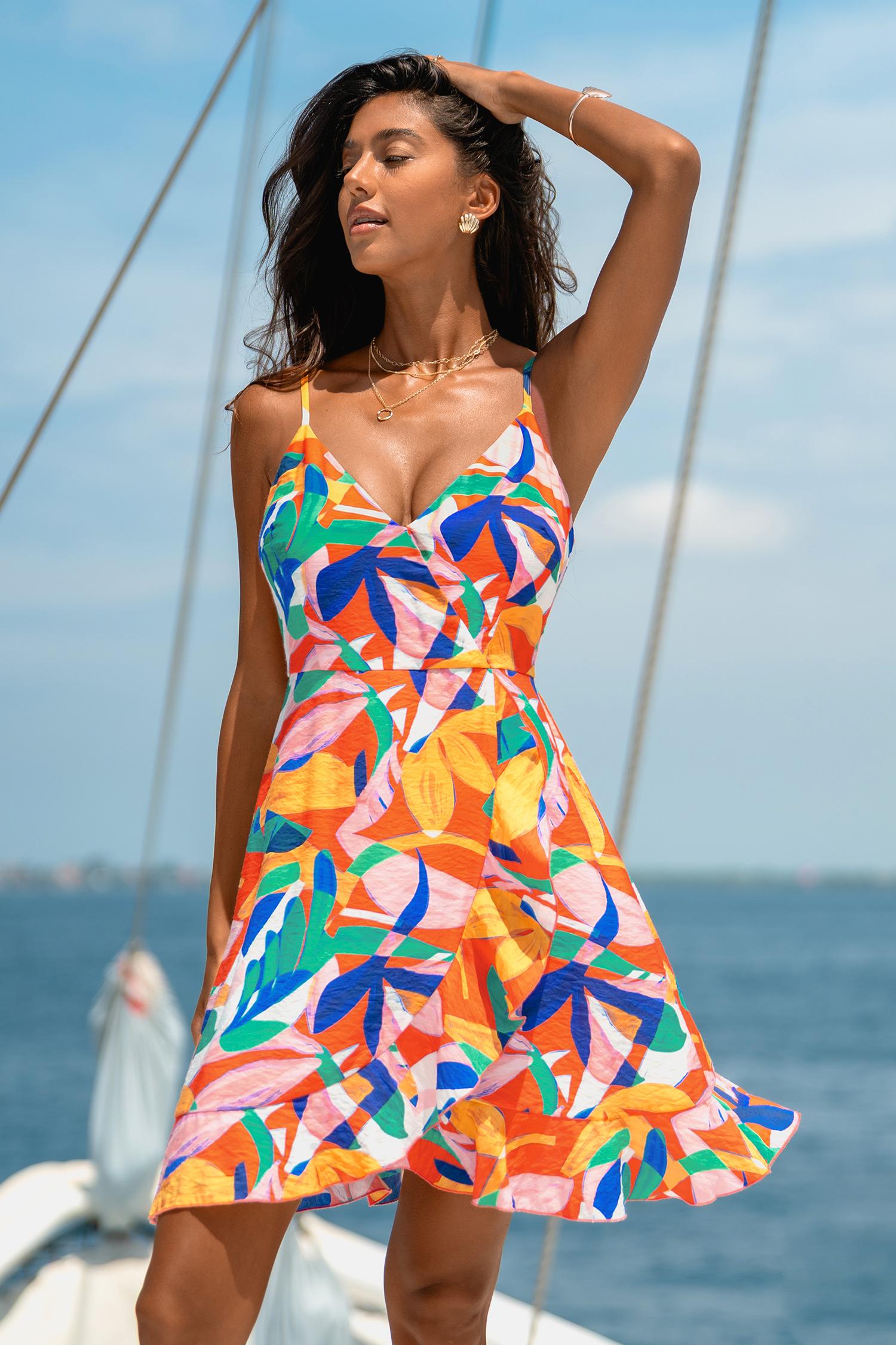 out loud abstract mini dress - l