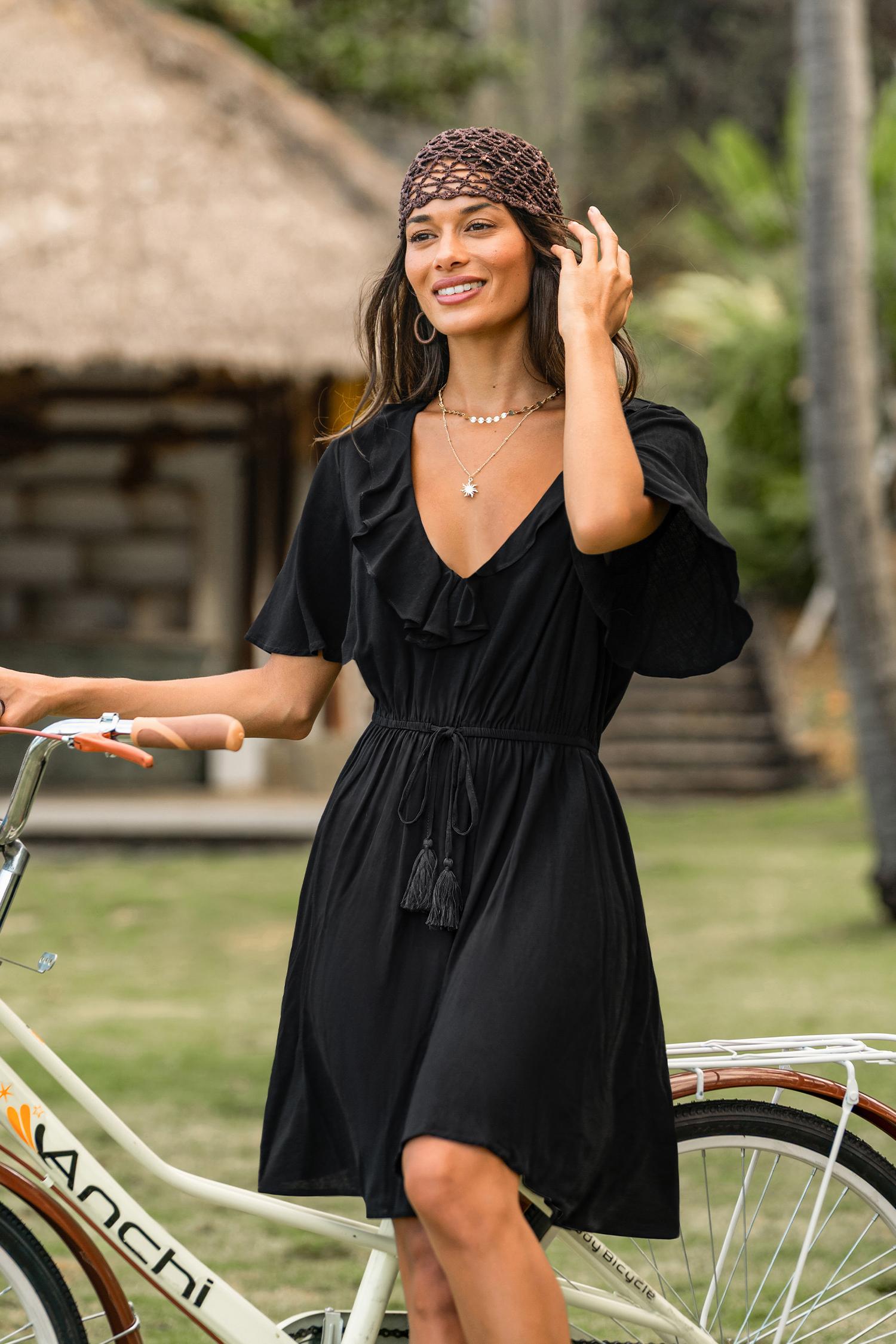 outbound black mini dress - l