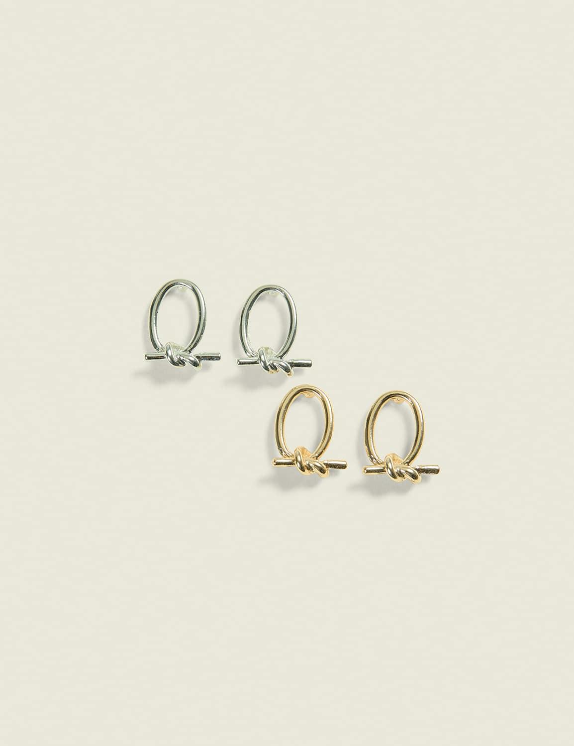 oval knot earring 2-pack