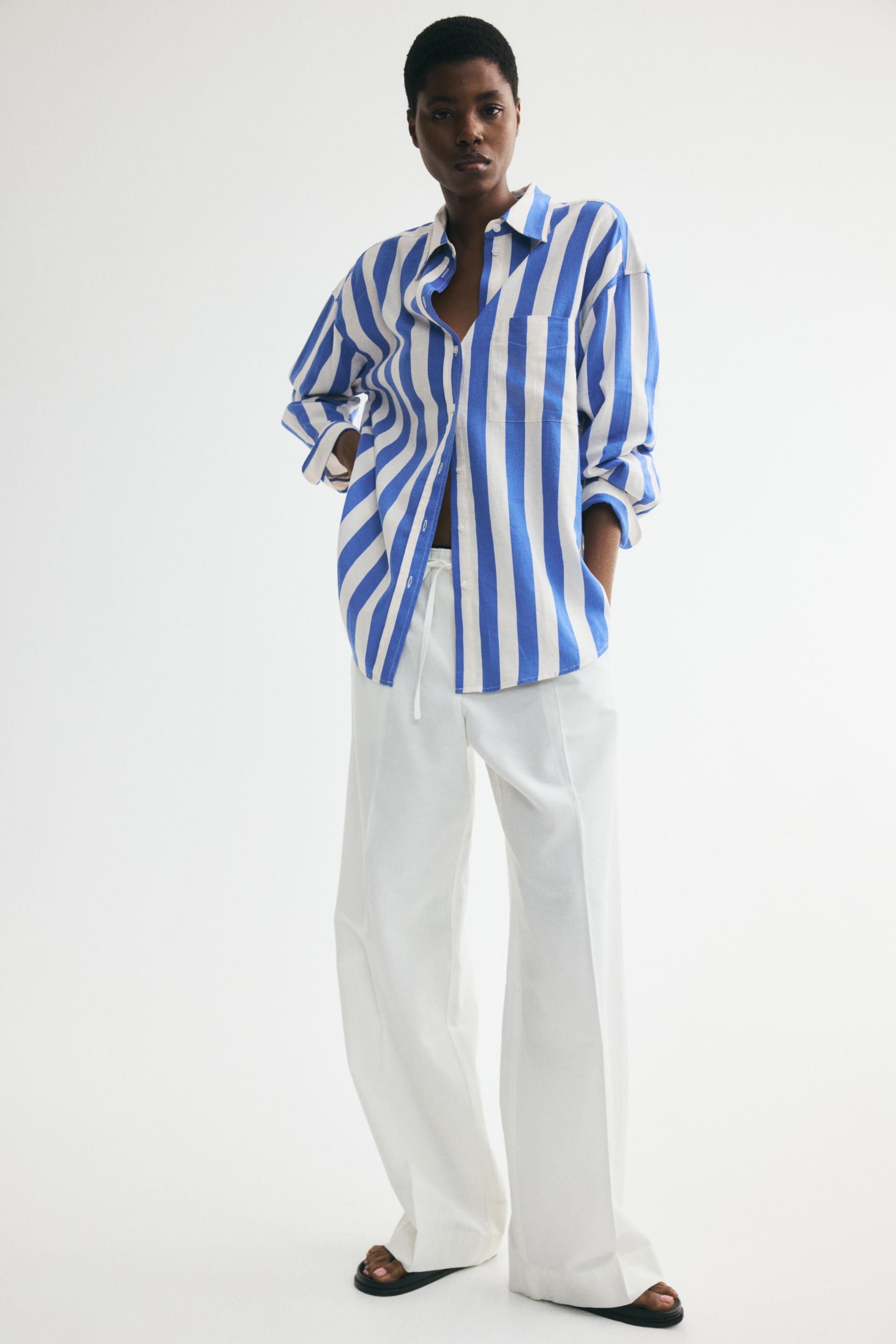 oversized linen-blend shirt