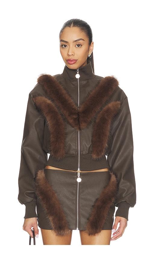 ow collection bela faux fur jacket in brown. - size s (also in xs)