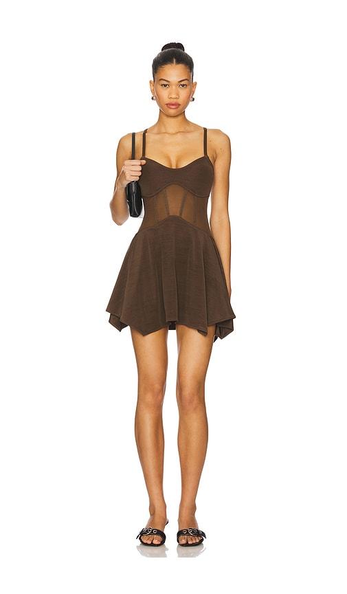ow collection cassandra mini dress in brown. - size l (also in s, m)