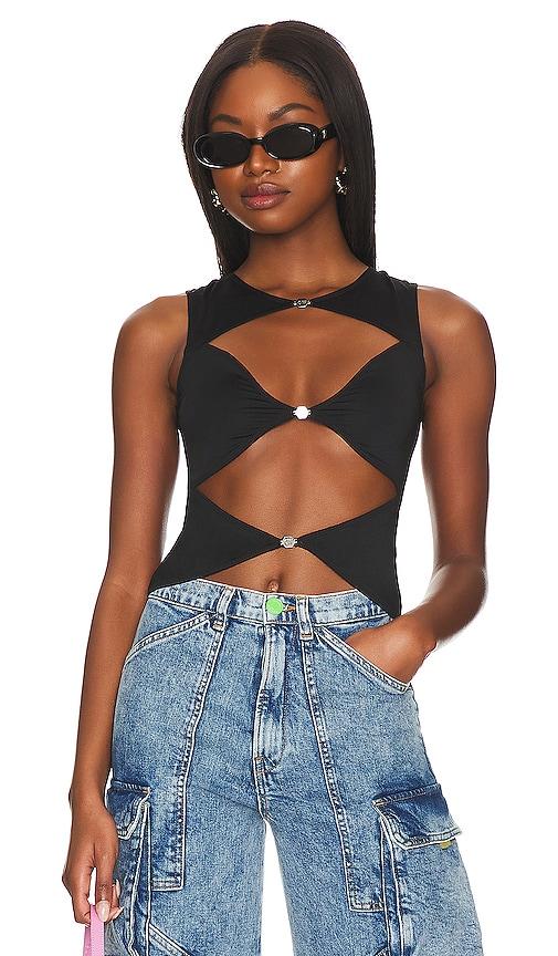 ow collection chiara top in black. - size l (also in xs, s, m, xl)