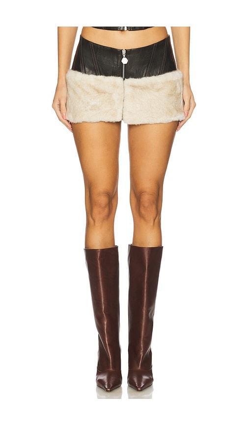 ow collection kendra skirt with faux fur trim in black. - size m (also in s, xs)