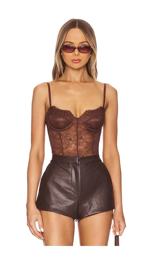 ow collection layce bodysuit in brown. - size l (also in s, xl, xs)