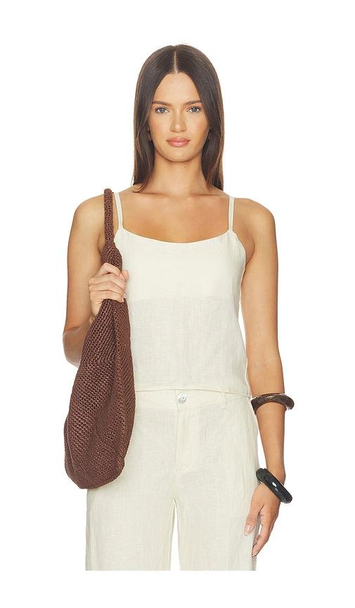 ow collection luma tie top in tan. - size l (also in m, s, xs)