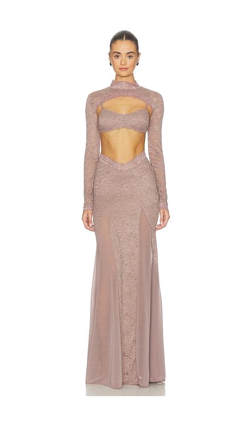ow collection naia maxi dress in brown. - size l (also in s, m)