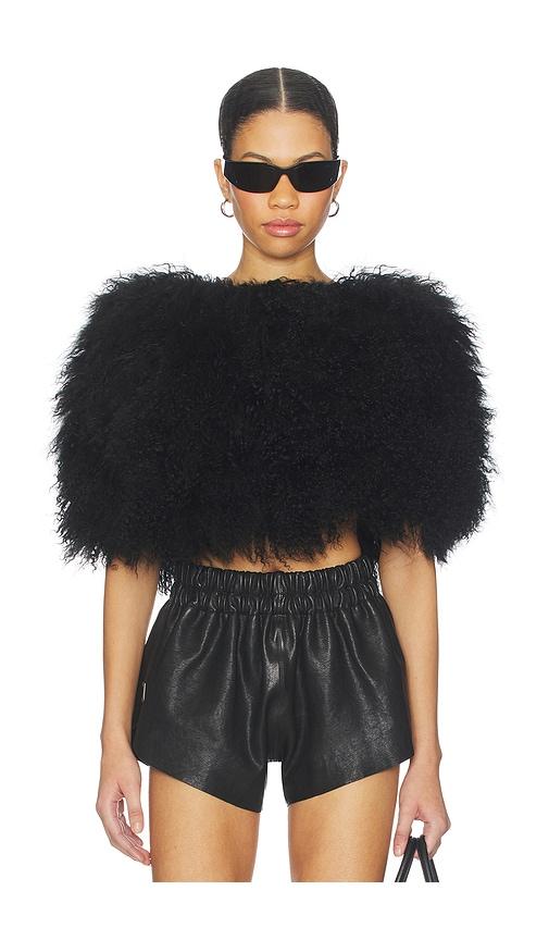 ow collection nia fur top in black. - size s (also in xs)