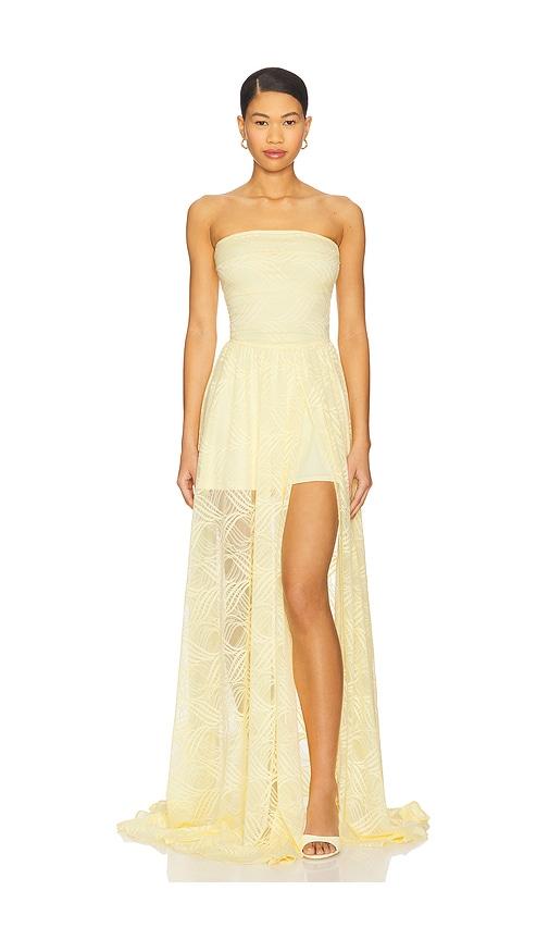 ow collection x revolve cleo maxi dress in lemon. - size l (also in xs, s, m)
