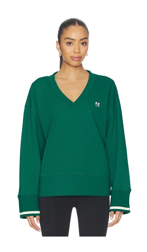 p.e nation courtside v-neck sweatshirt in green. - size l (also in m, s, xl, xs)