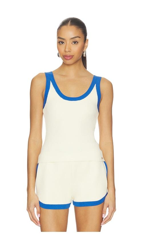 p.e nation odyssey knit tank top in white,blue. - size l (also in m, xl)
