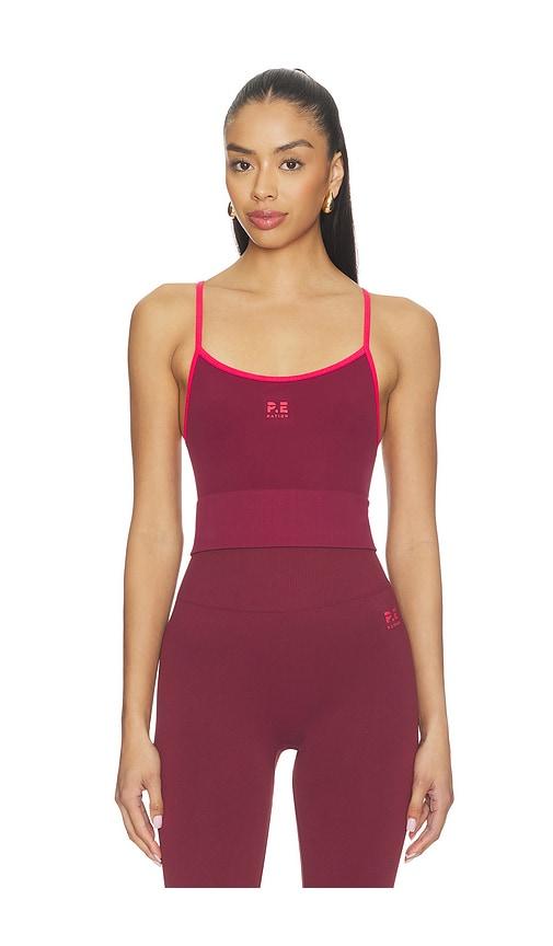 p.e nation release seamless tank top in burgundy. - size l (also in s, xs)