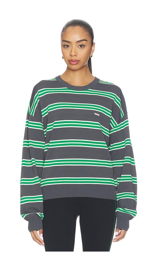 p.e nation retreat stripe sweater in green. - size l (also in s, xs, m, xl)