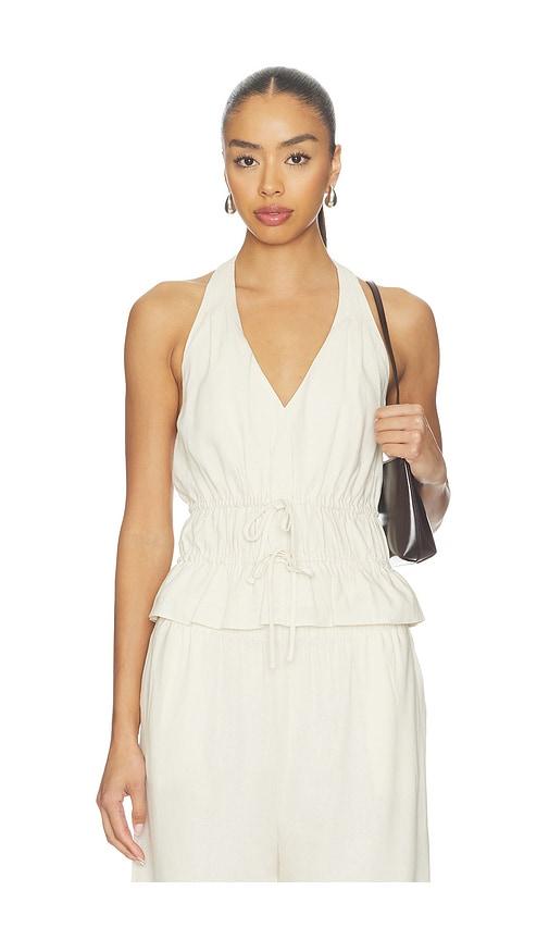 paige alysha linen top in cream. - size l (also in xxs, xs, s, m)