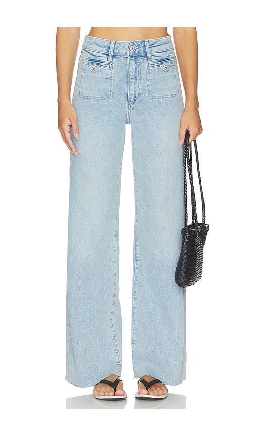 paige anessa welt stitch jeans in blue. - size 23 (also in 25, 26, 27, 28, 29, 30, 31, 32, 33, 34)