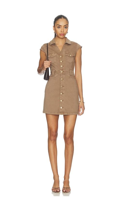 paige jaxsyn denim dress in brown. - size 12 (also in 4)