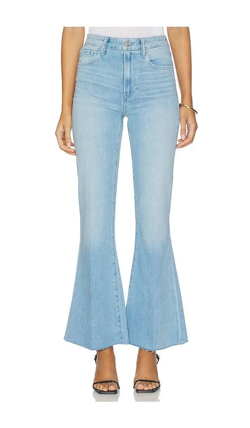 paige marlow skimmer undone hem seamed belt loops flare jeans in blue. - size 23 (also in 25, 26, 28, 29, 30, 31, 32, 33, 34)