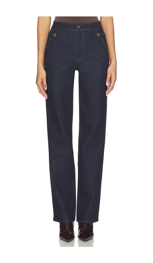 paige stevie jeans with trouser flap pockets in blue. - size 23 (also in 24, 26, 32, 33, 34)