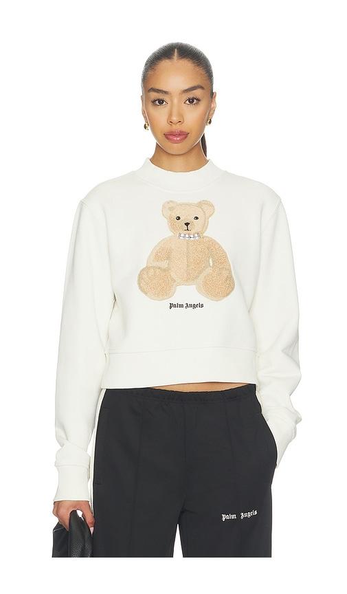 palm angels bear fitted crew sweatshirt in white. - size l (also in xs, s, m, xl)