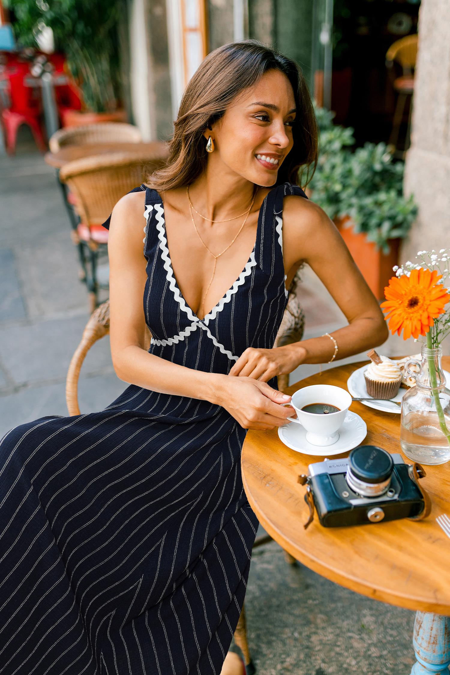 paradise valley striped midi dress - l