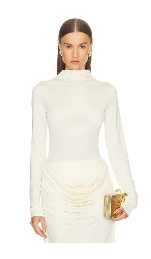 paris georgia asymmetric tee long sleeve in cream. - size s (also in xs)