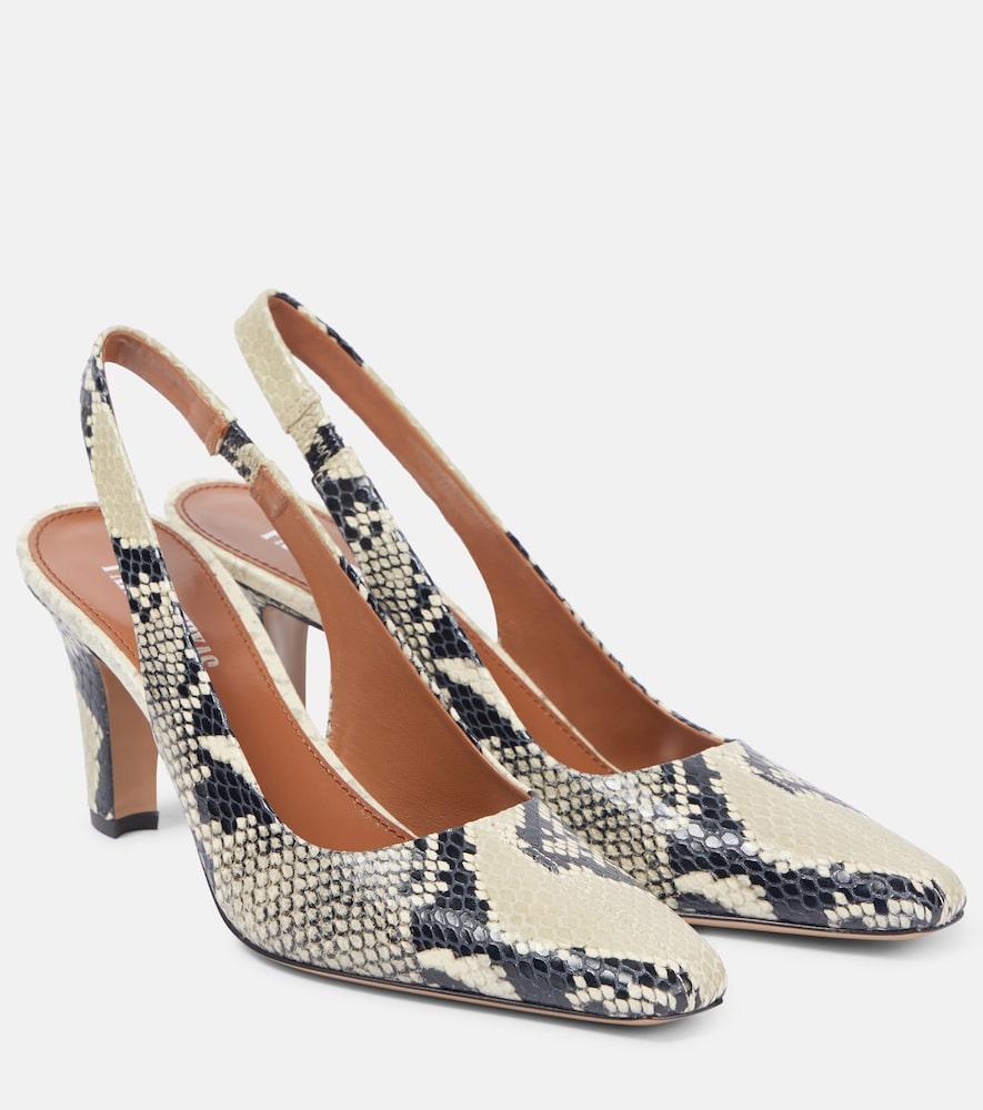 paris texas belle 75 snake-effect leather slingback pumps