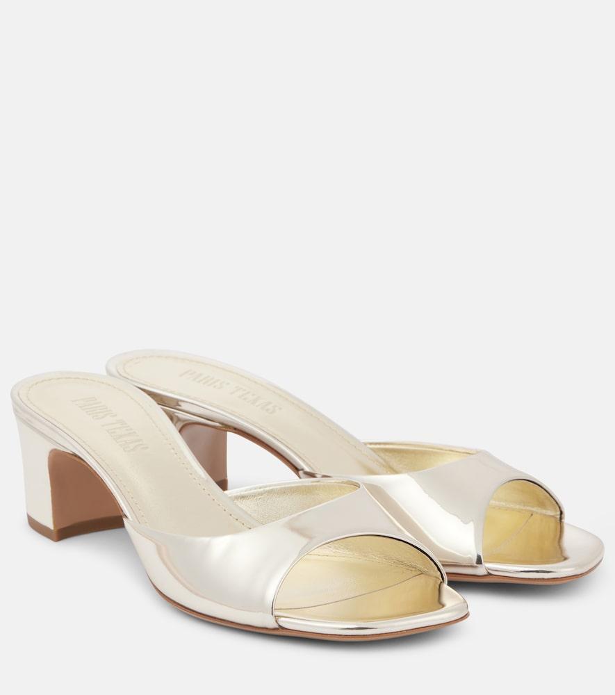 paris texas lara 50 metallic leather mules