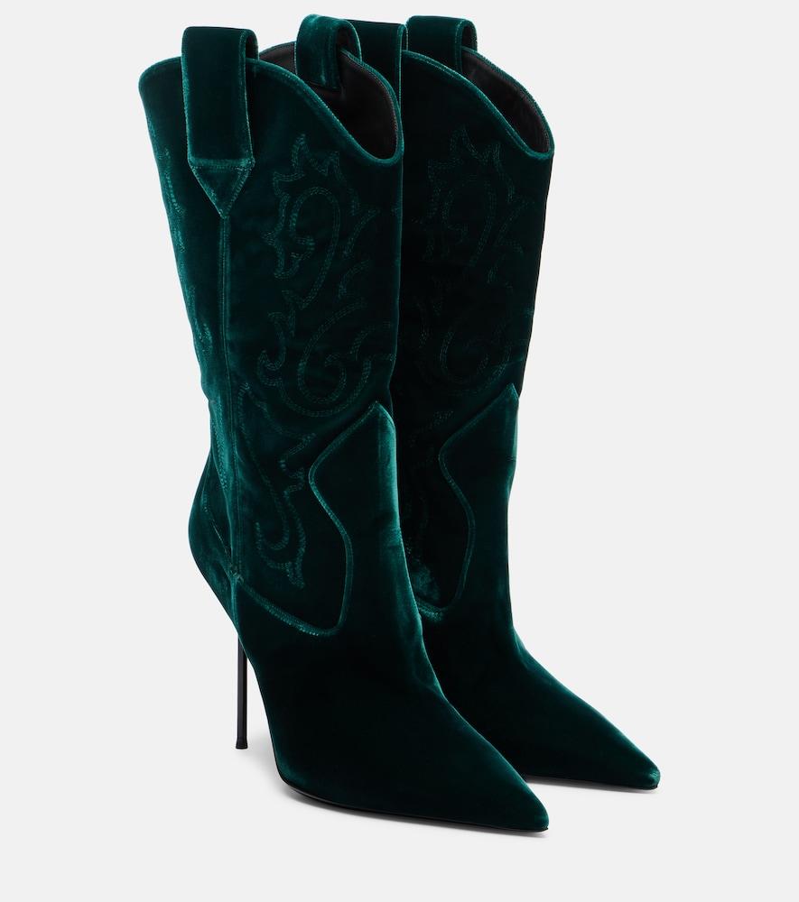 paris texas lidia 105 velvet mid-calf boots