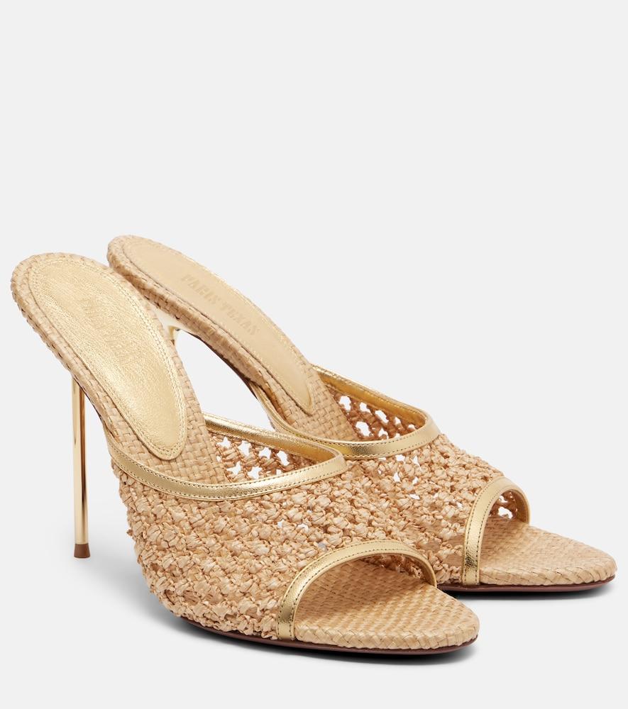 paris texas lidia leather-trimmed mules