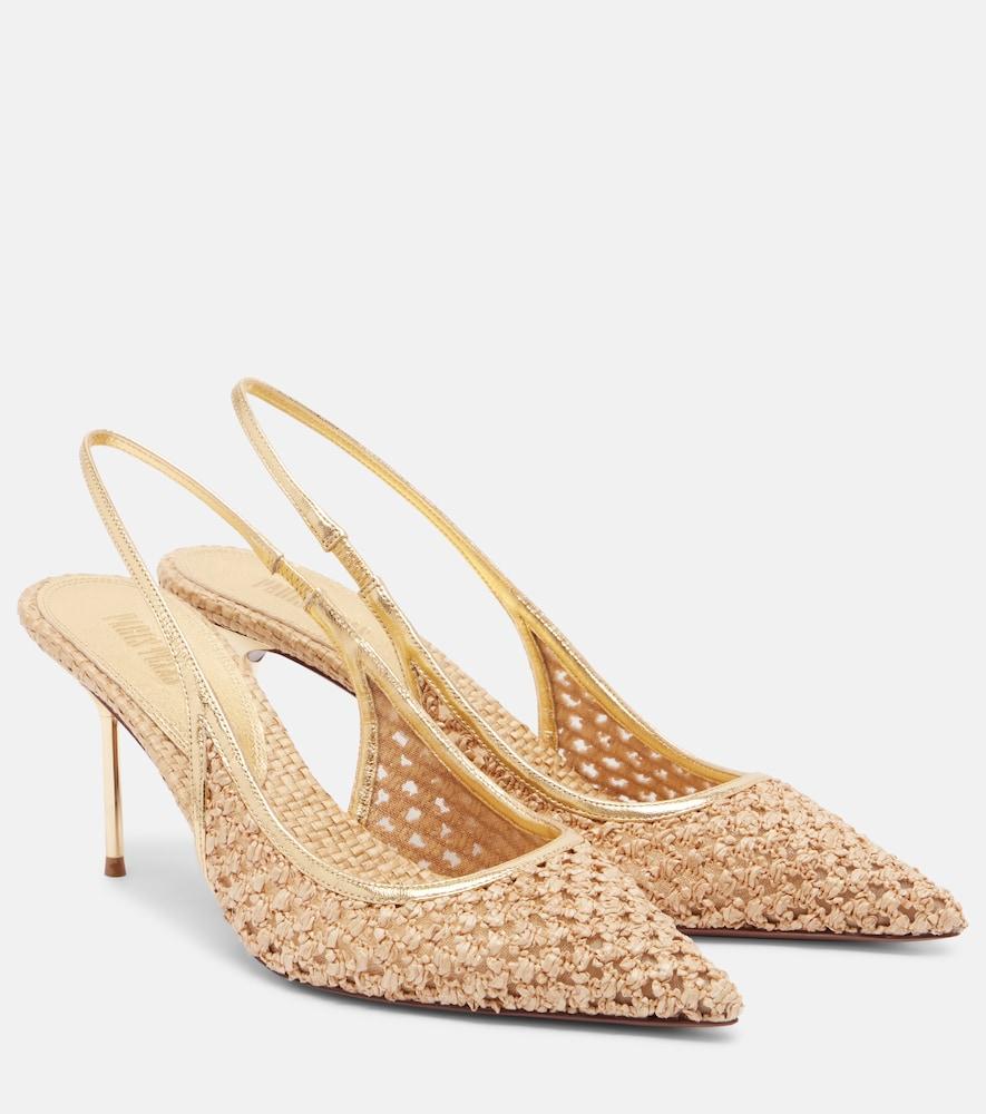 paris texas lidia leather-trimmed slingback pumps