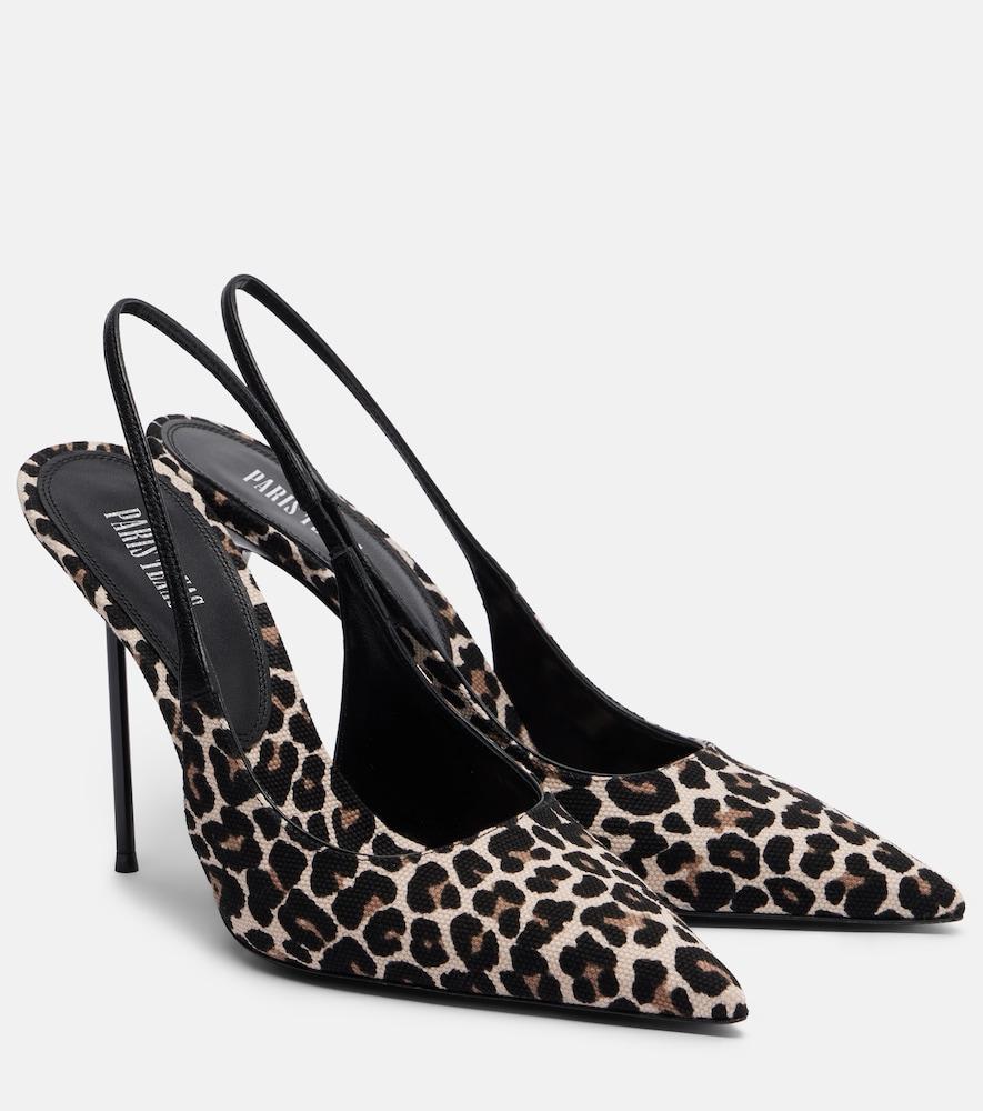 paris texas lidia leopard-print canvas slingback pumps