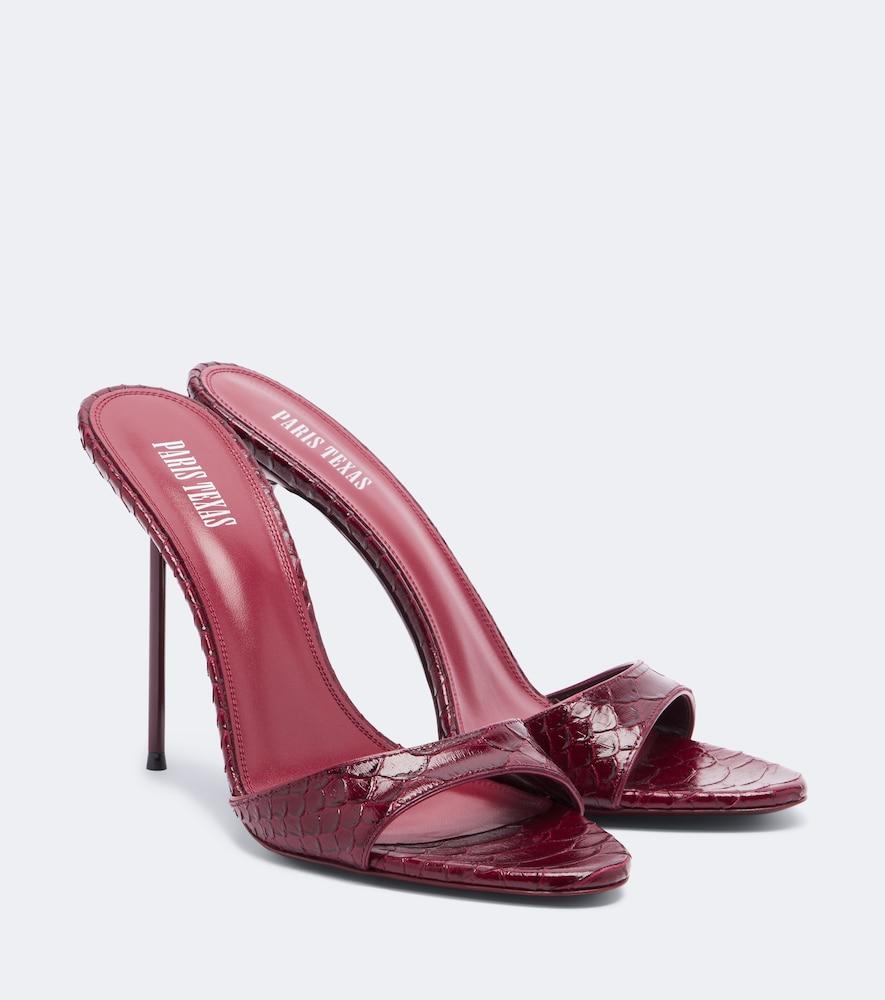 paris texas lidia snake-effect leather mules