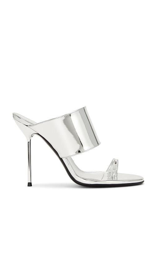 paris texas lidia thong mule in metallic silver. - size 36 (also in 38, 39)