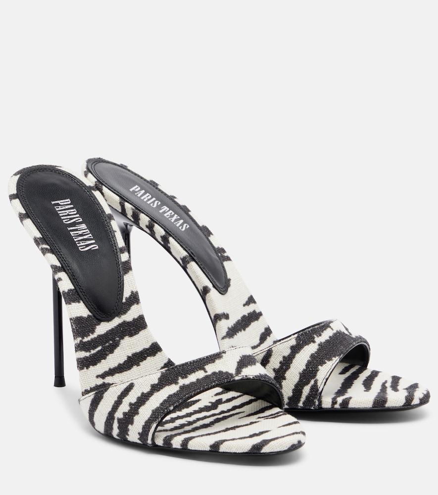 paris texas lidia zebra-print canvas mules