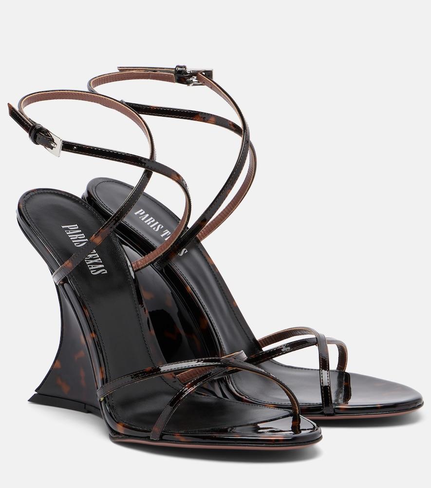 paris texas nina printed patent leather wedge sandals