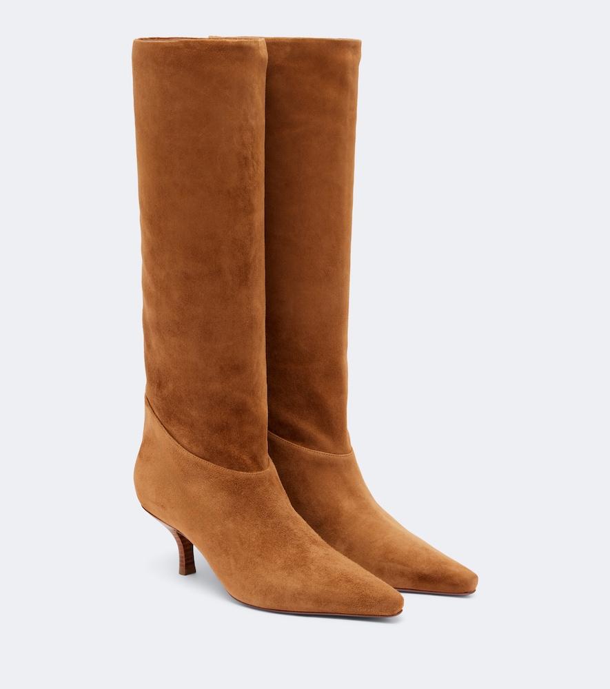 paris texas rose suede knee-high boots