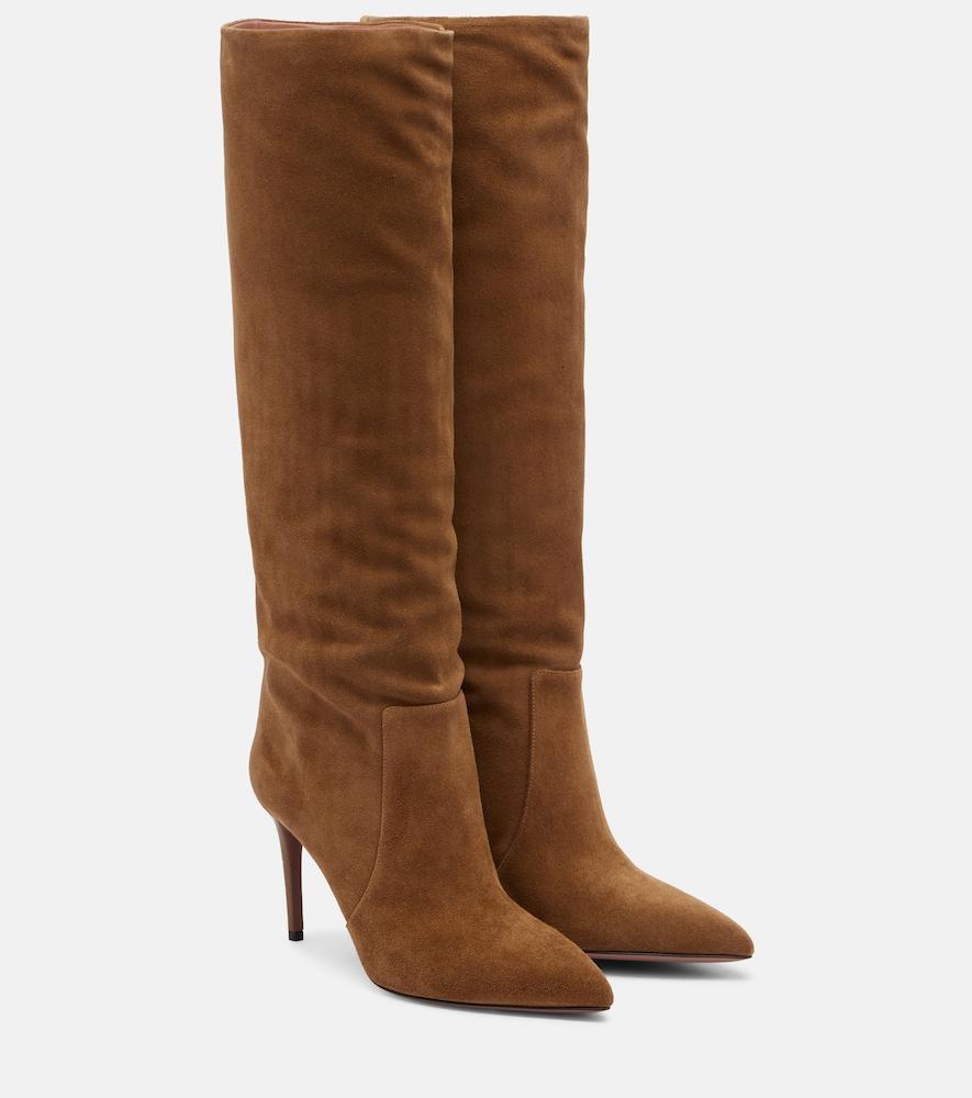 paris texas stiletto suede knee-high boots