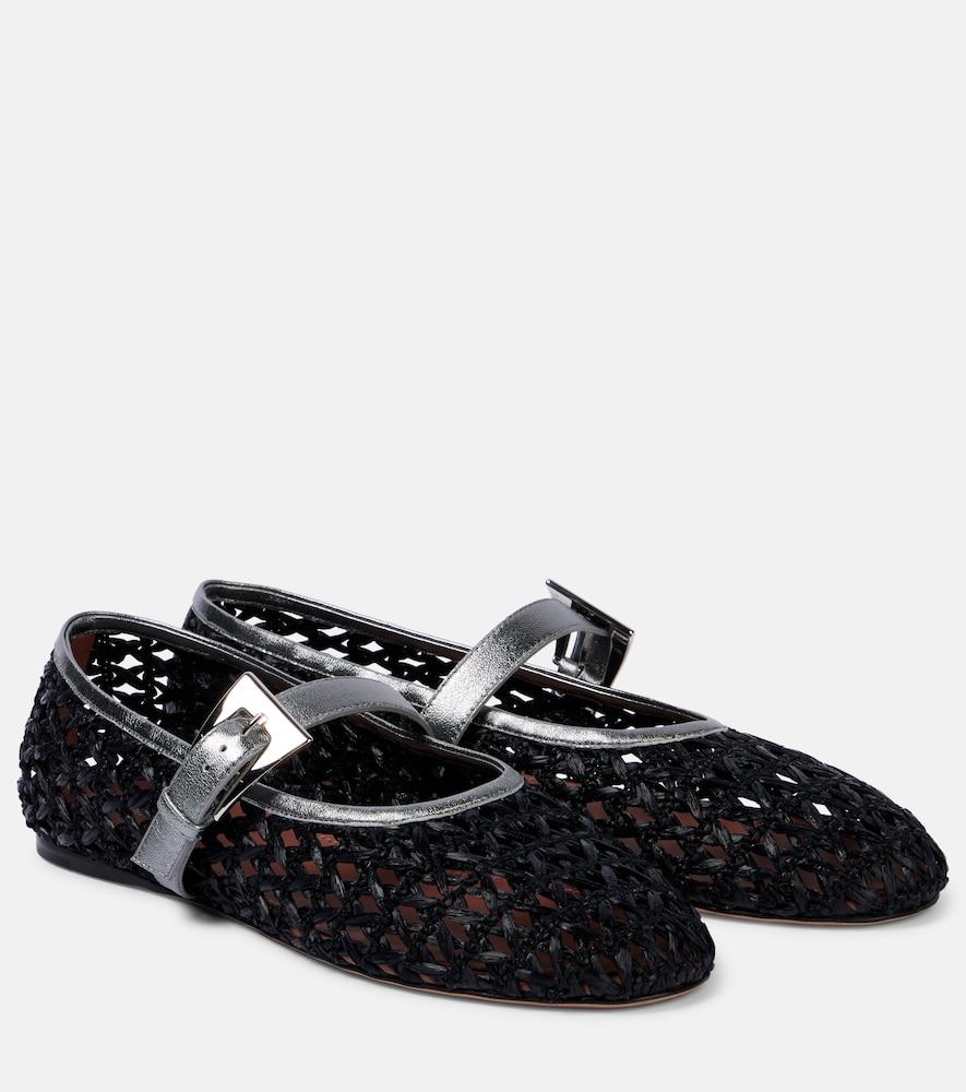 paris texas sveva buckle-detail raffia ballet flats