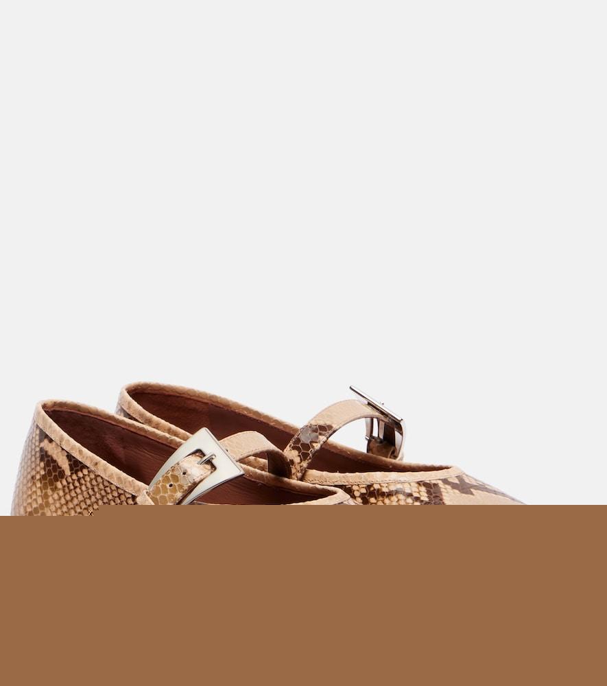 paris texas sveva snake-effect leather ballet flats