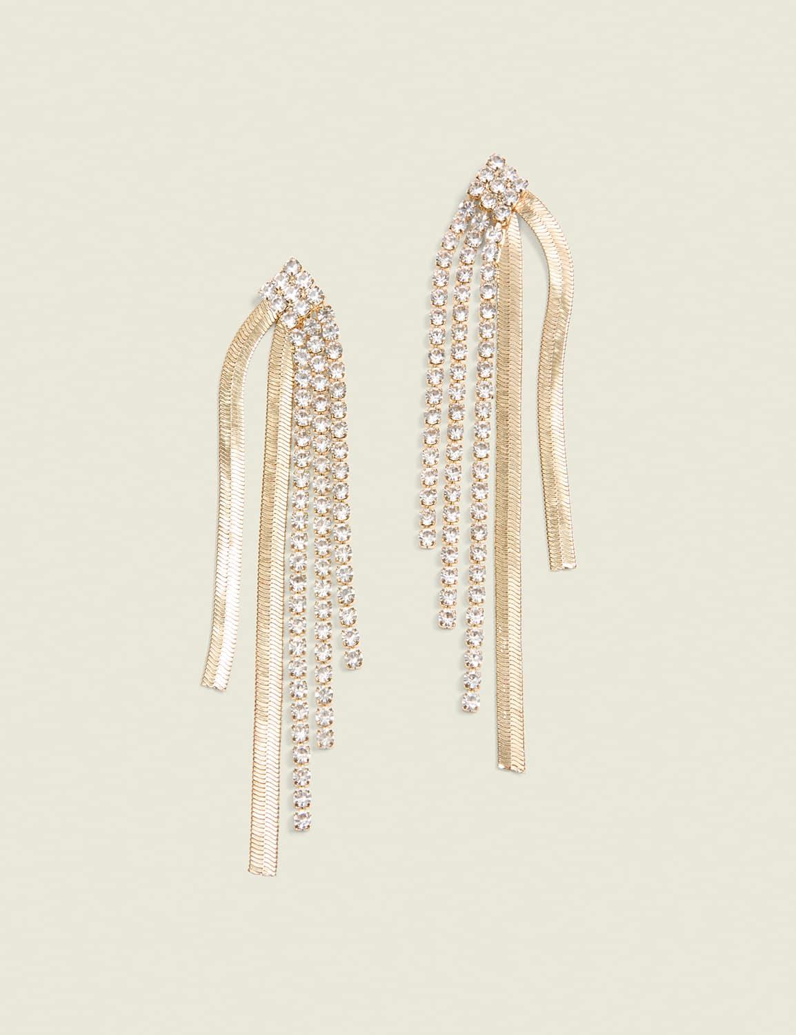 party goldtone metal embellished fringe earrings