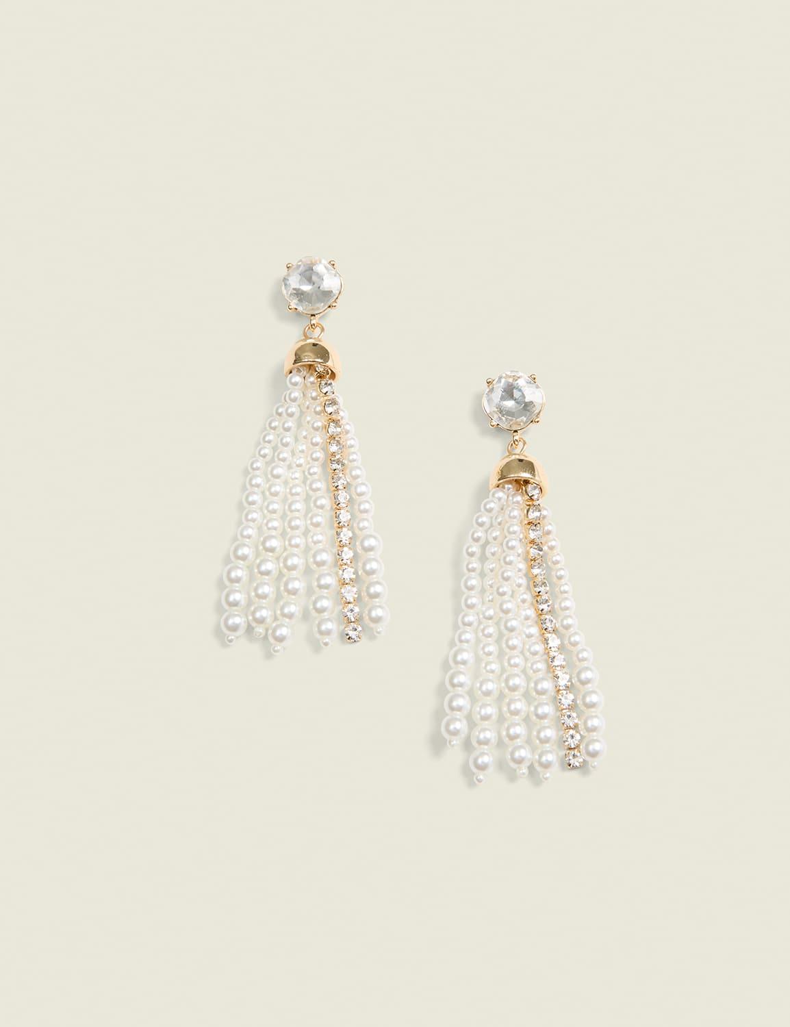 party pearlized fringe earrings