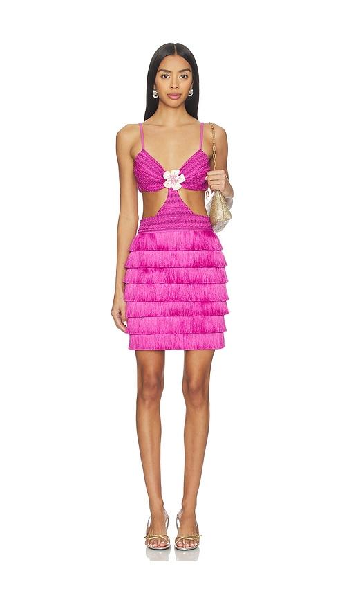 patbo amethyst fringe mini dress in purple. - size 0 (also in 2)