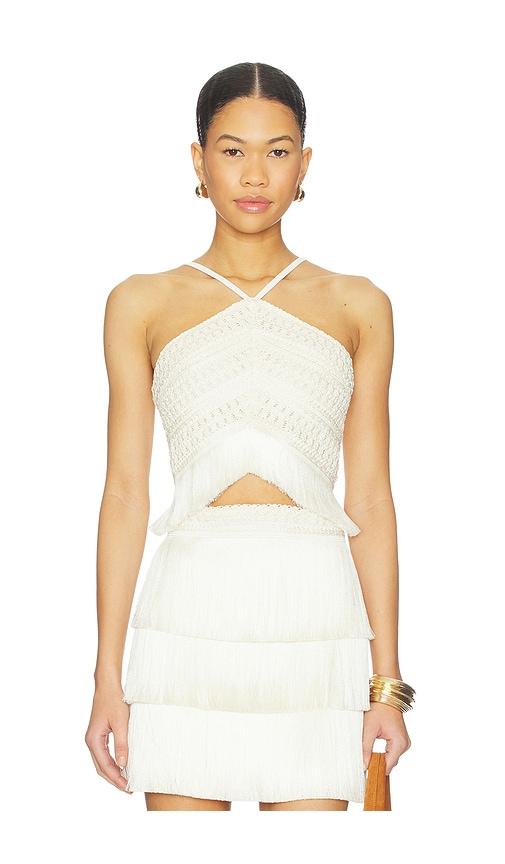 patbo amethyst fringe top in white. - size 10 (also in 2, 4, 8)