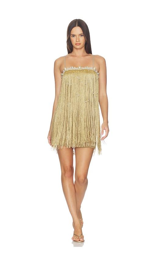 patbo aurea crochet mini dress in metallic gold. - size 10 (also in 4, 12)
