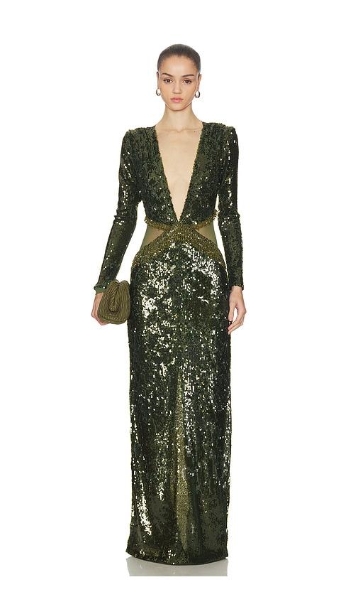 patbo bossa sequin gown in green. - size 0 (also in 2, 4)